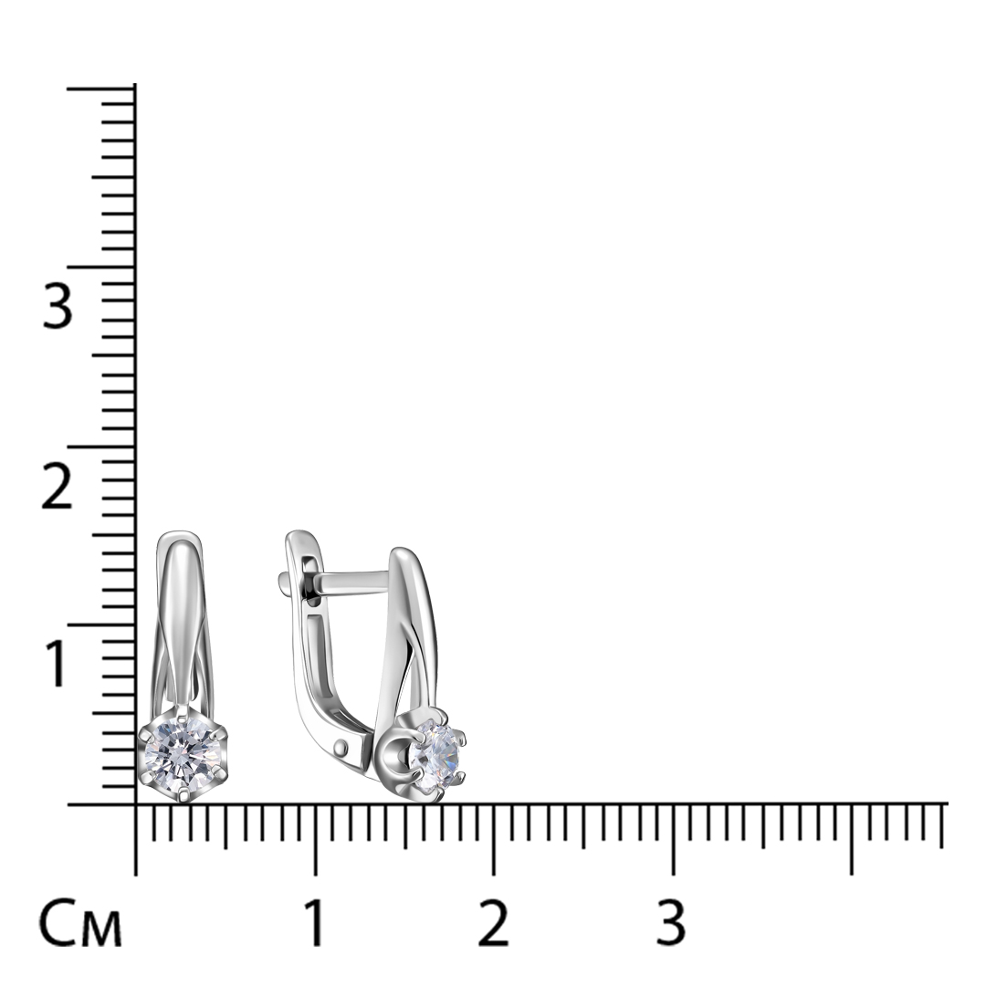 Серебряные серьги 925 пробы; вставки 2 Фианит бесцв.;