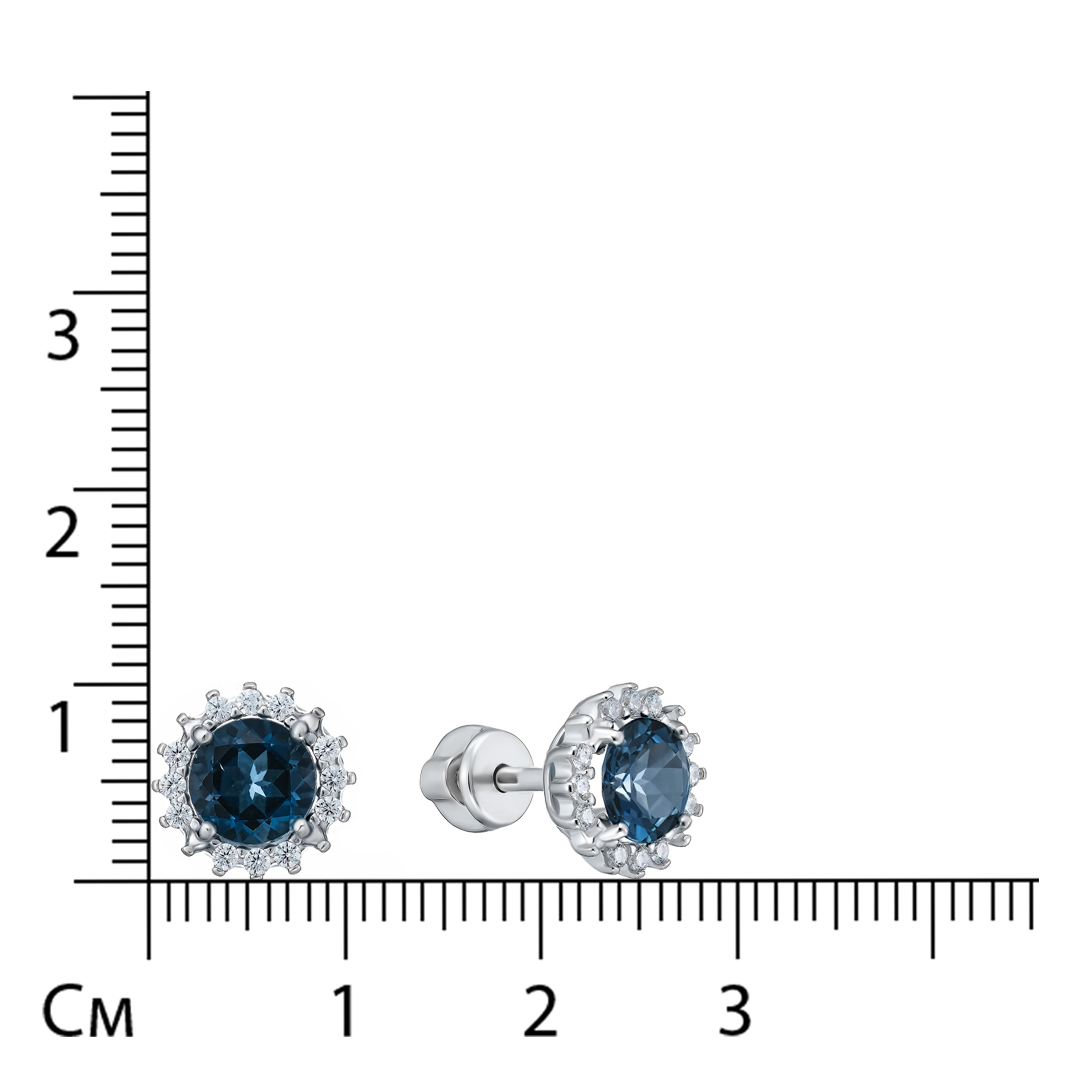 Серебряные серьги-пусеты с топазами Лондон