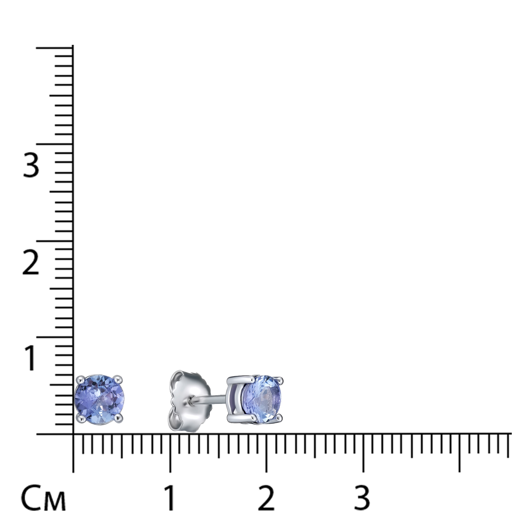 Серебряные серьги-пусеты с танзанитами