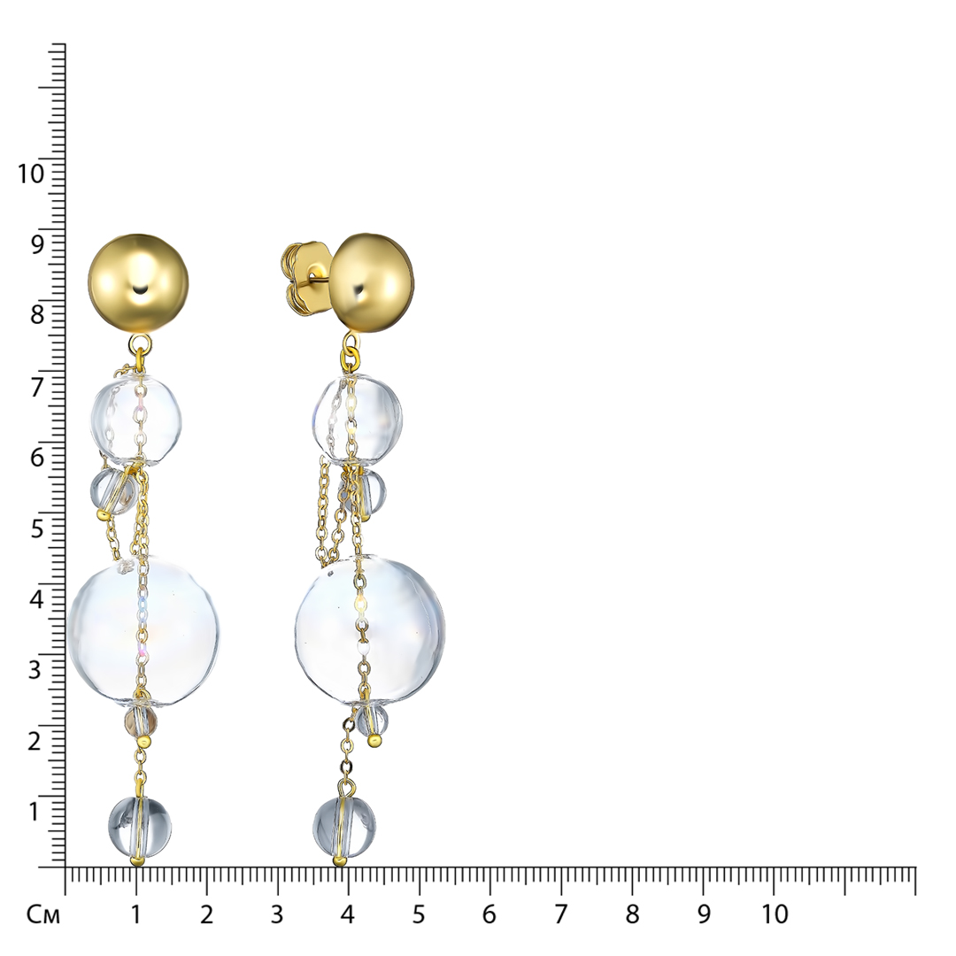 Серьги из бижутерного сплава золотого цвета; вставки Юв.стекло;