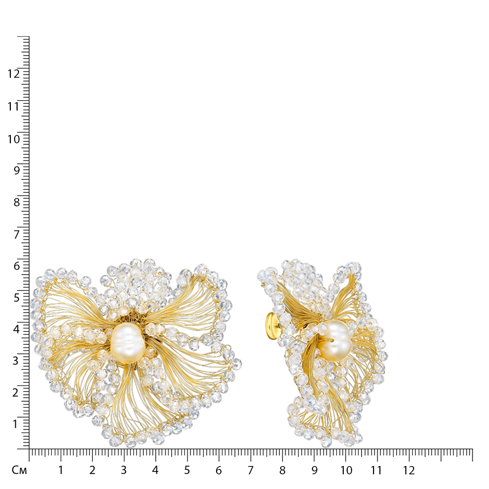 Бижутерные серьги с жемчугом "Цветы"