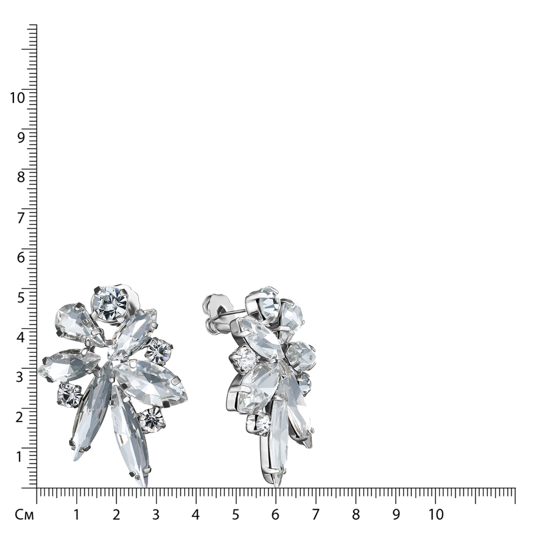 Серьги из бижутерного сплава белого цвета; вставки Ювелирное стекло;