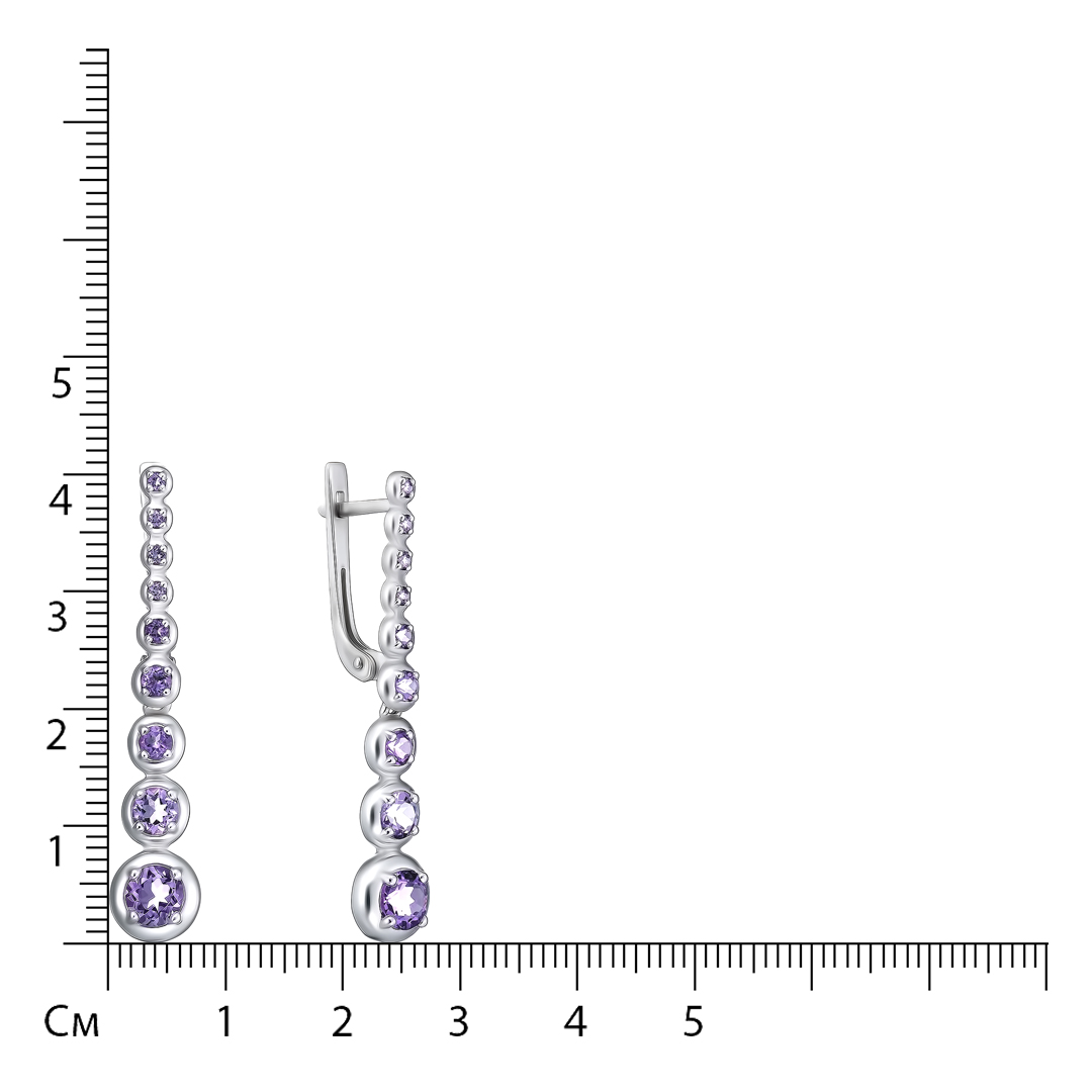 Серебряные серьги 925 пробы; вставки 18 Аметист;