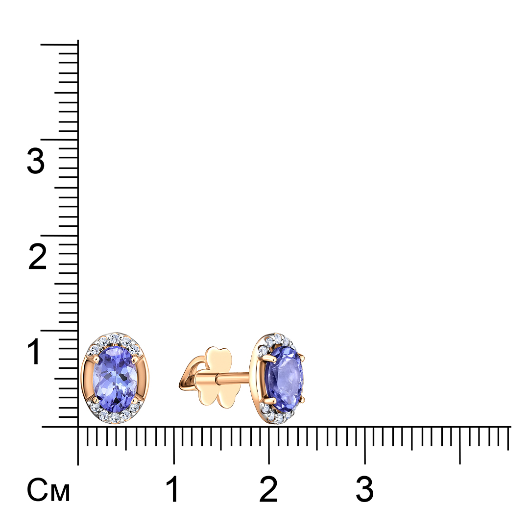 Серьги-пусеты из золота с танзанитами
