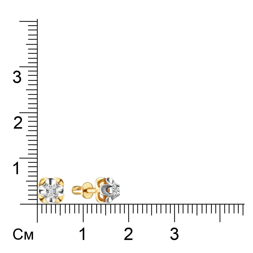 Серьги-пусеты из золота с бриллиантами "Цветы"