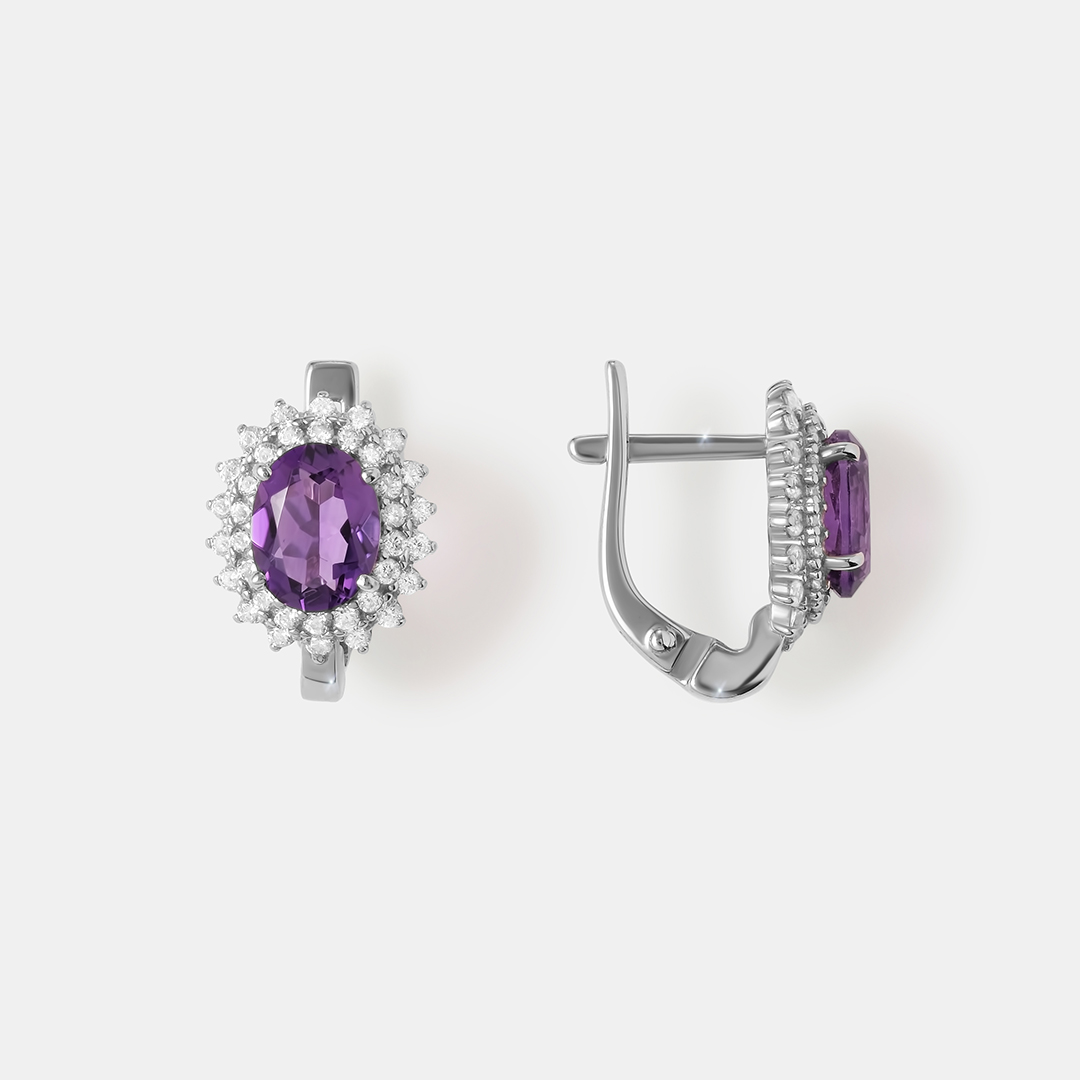 Серебряные серьги с аметистами