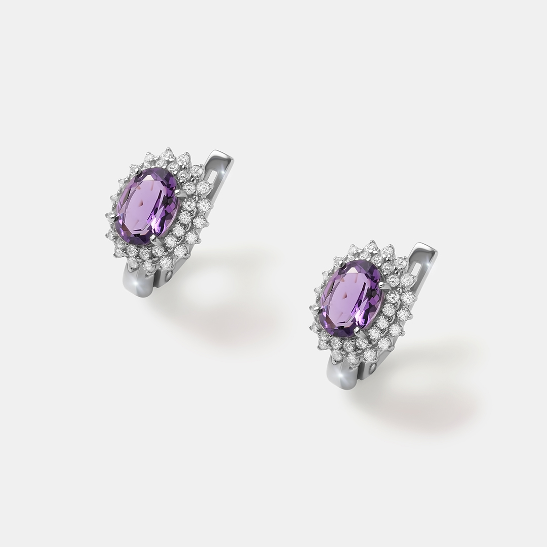 Серебряные серьги с аметистами