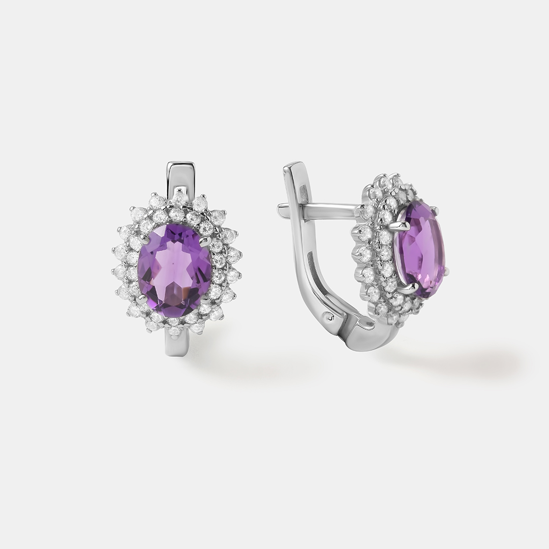 Серебряные серьги с аметистами