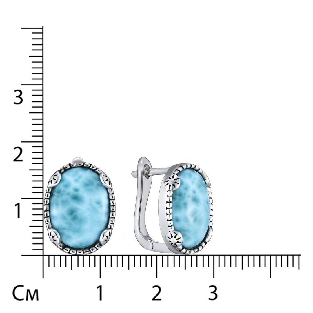 Серебряные серьги с ларимарами