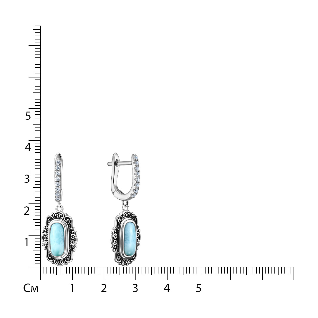 Серебряные серьги с ларимарами