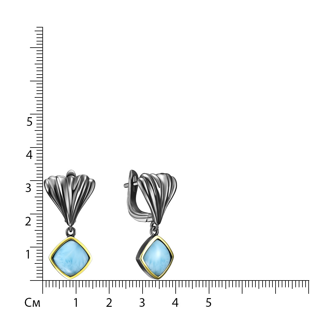 Серебряные серьги с ларимарами