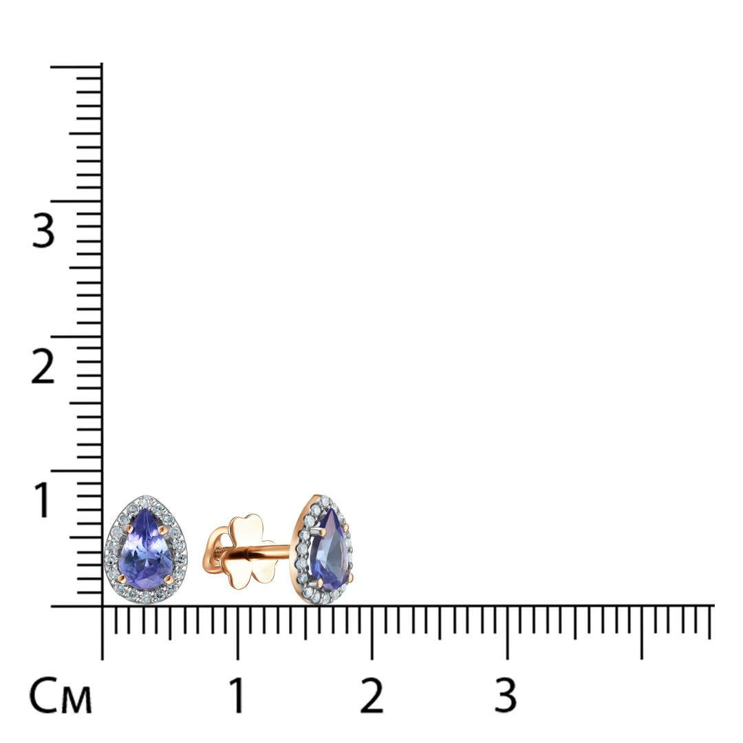 Серьги-пусеты из золота с танзанитами