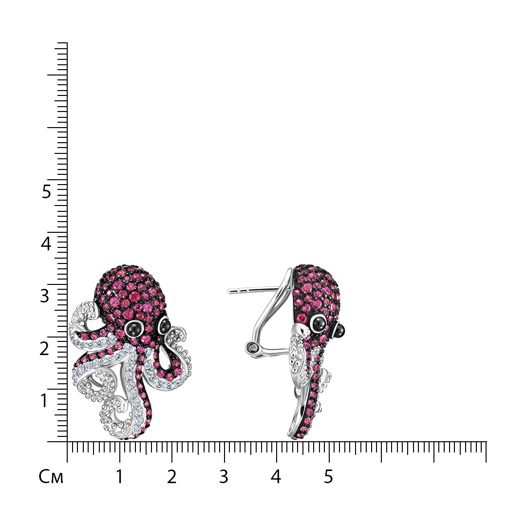 Серебряные серьги с кубическим цирконием "Осьминоги"