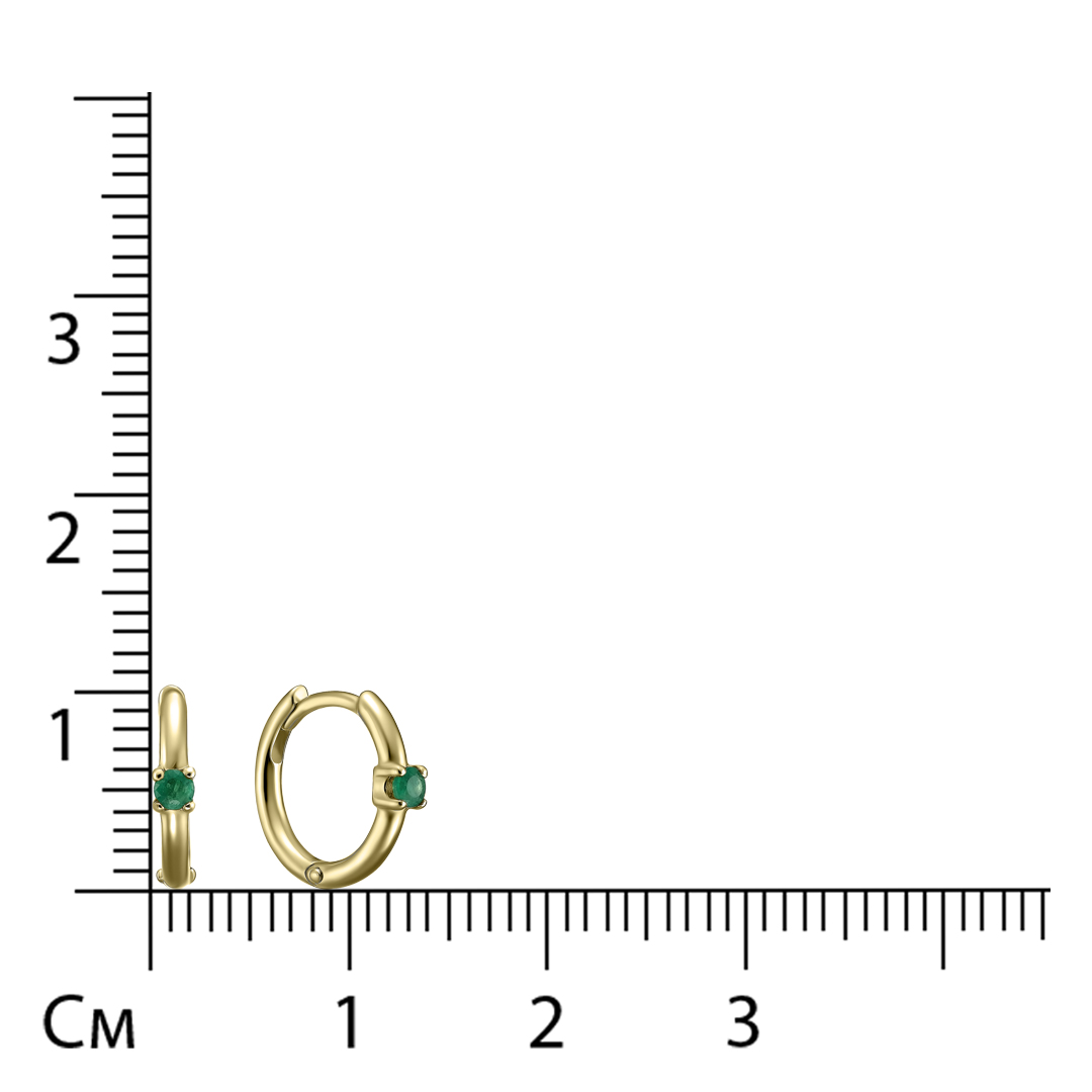 Серьги-конго из желтого золота с изумрудами