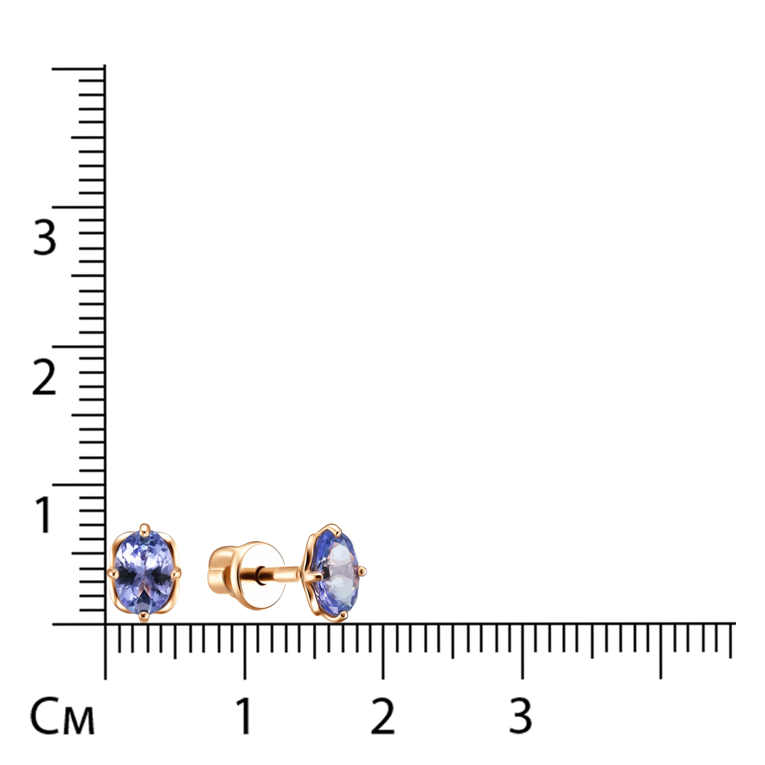 Серьги-пусеты из золота с танзанитами