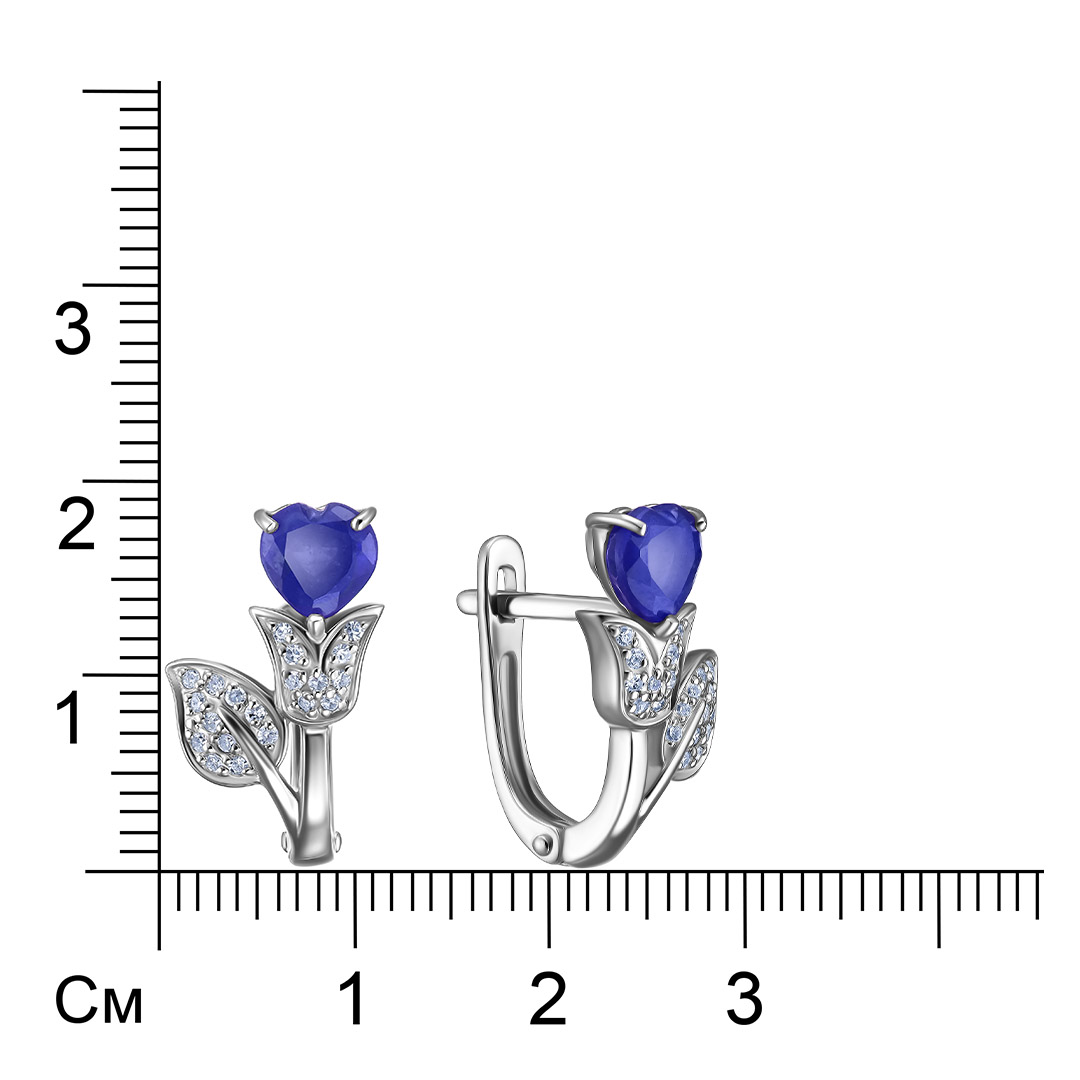 Серьги из белого золота с сапфирами "Цветы"
