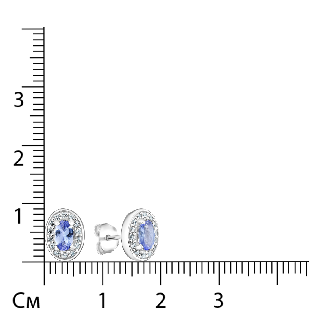 Серебряные серьги-пусеты с танзанитами