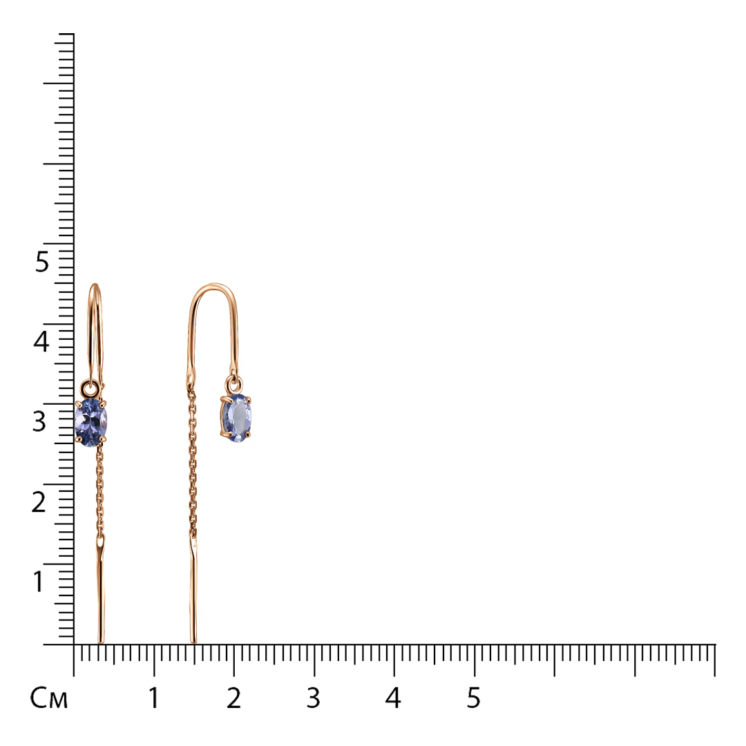 Серьги-протяжки из золота с танзанитами