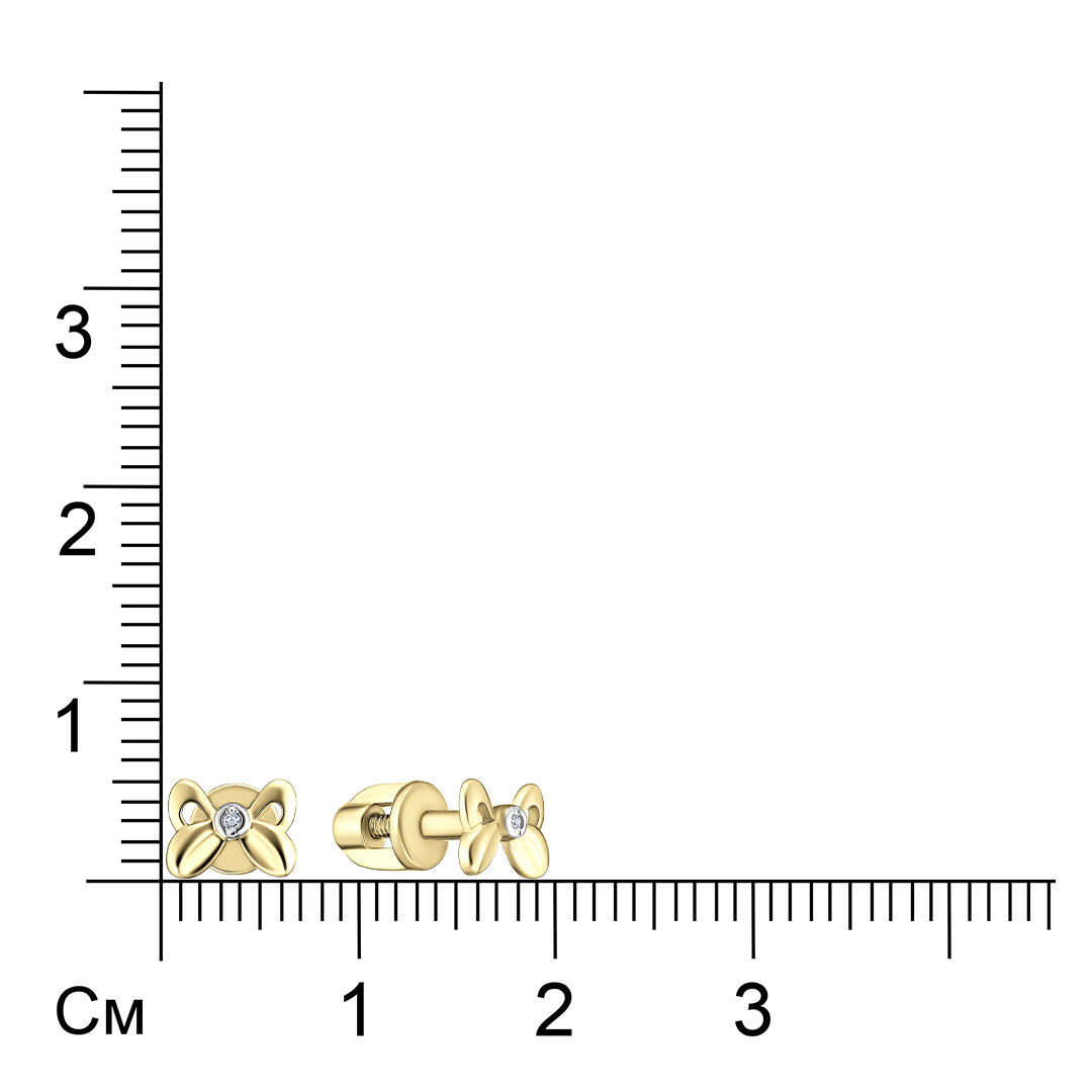 Серьги-пусеты из желтого золота с бриллиантами