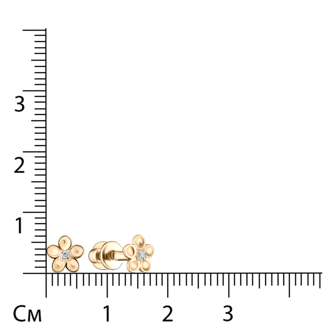 Серьги-пусеты из золота с бриллиантами "Цветы"