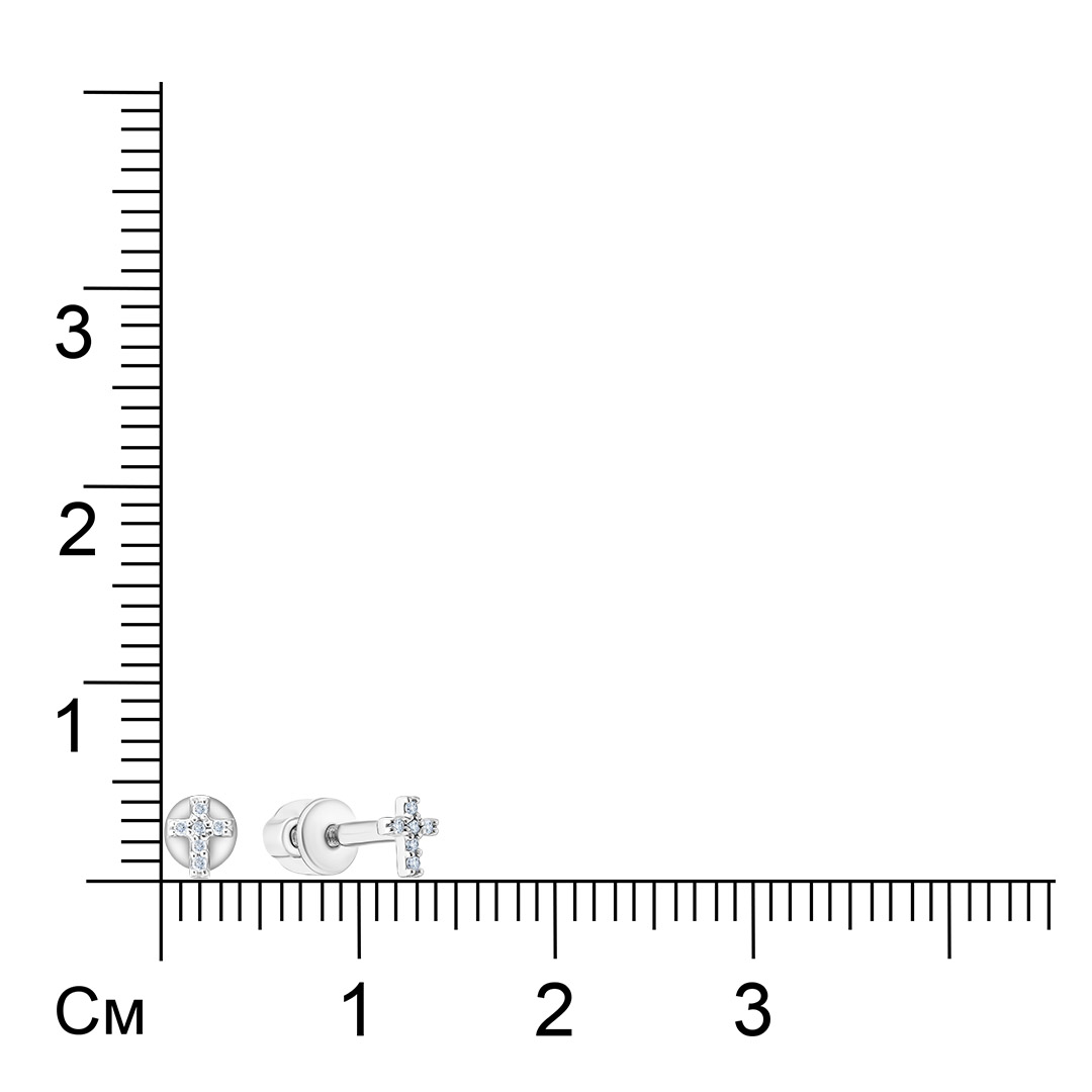 Серьги-пусеты из белого золота с бриллиантами "Крестики"