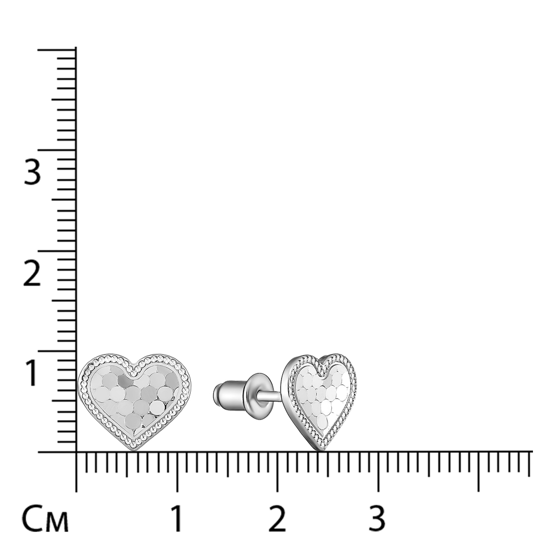 Серебряные серьги-пусеты "Сердца"