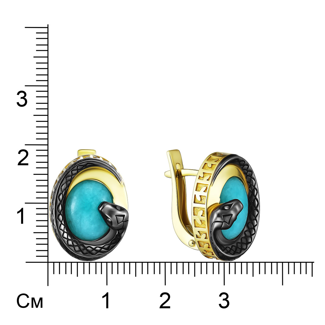 Серебряные серьги с амазонитами "Змеи"