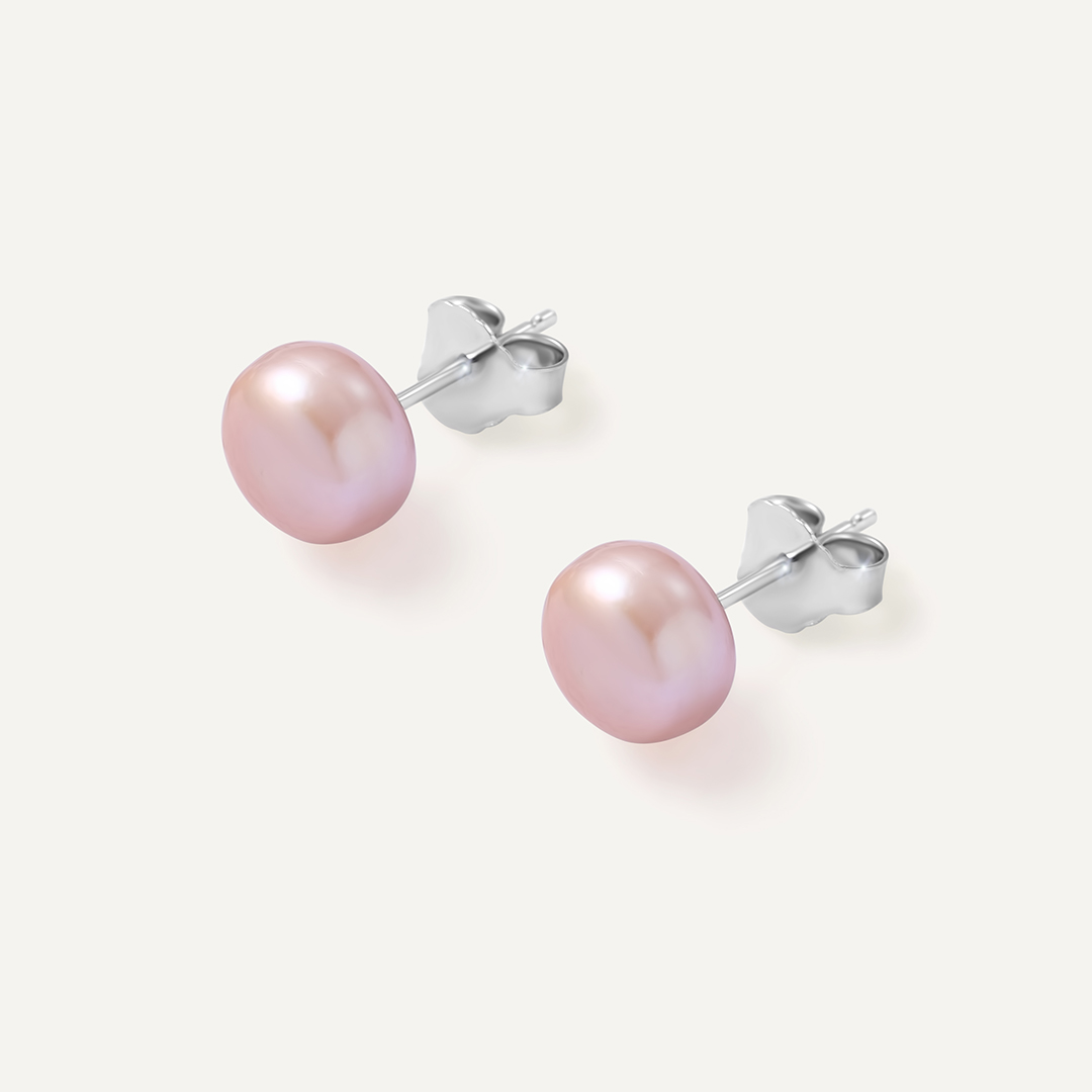 Серебряные серьги-пусеты с жемчугом