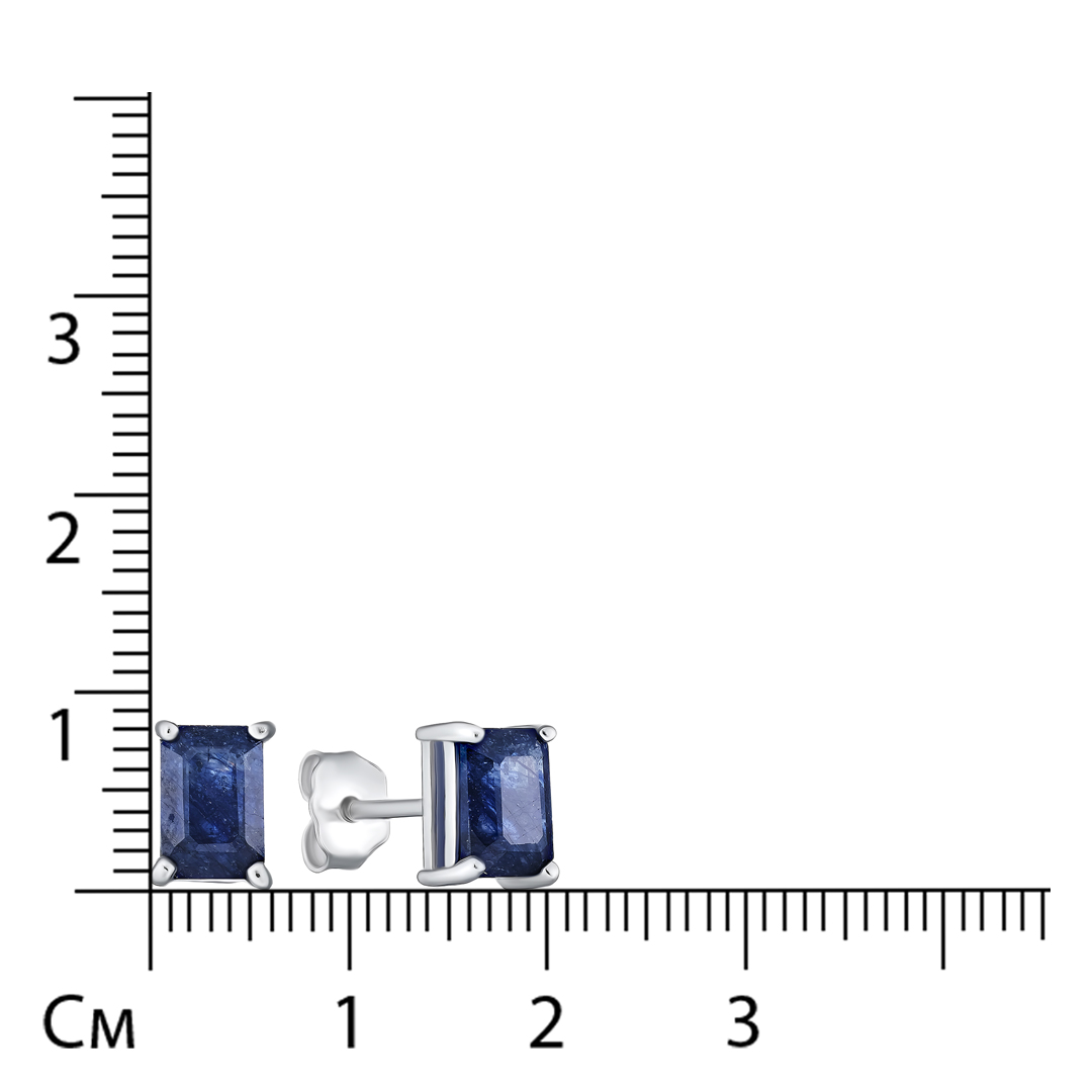 Серебряные серьги-пусеты с сапфирами