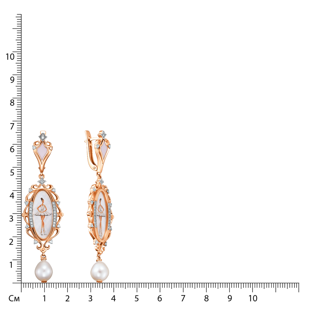 Серьги из золота с перламутром "Балерина"