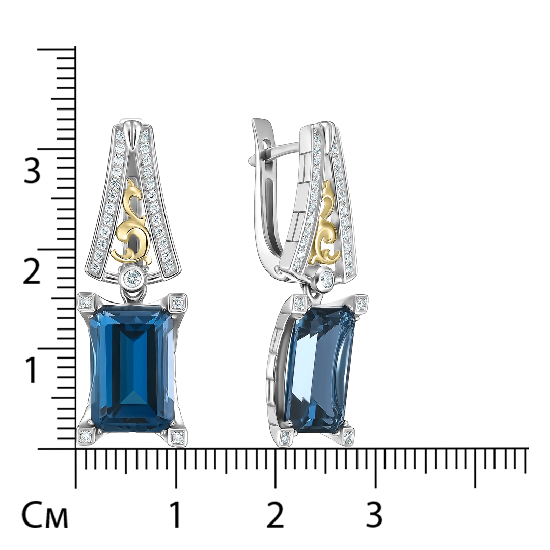 Серьги из комбинированного золота с топазами Лондон