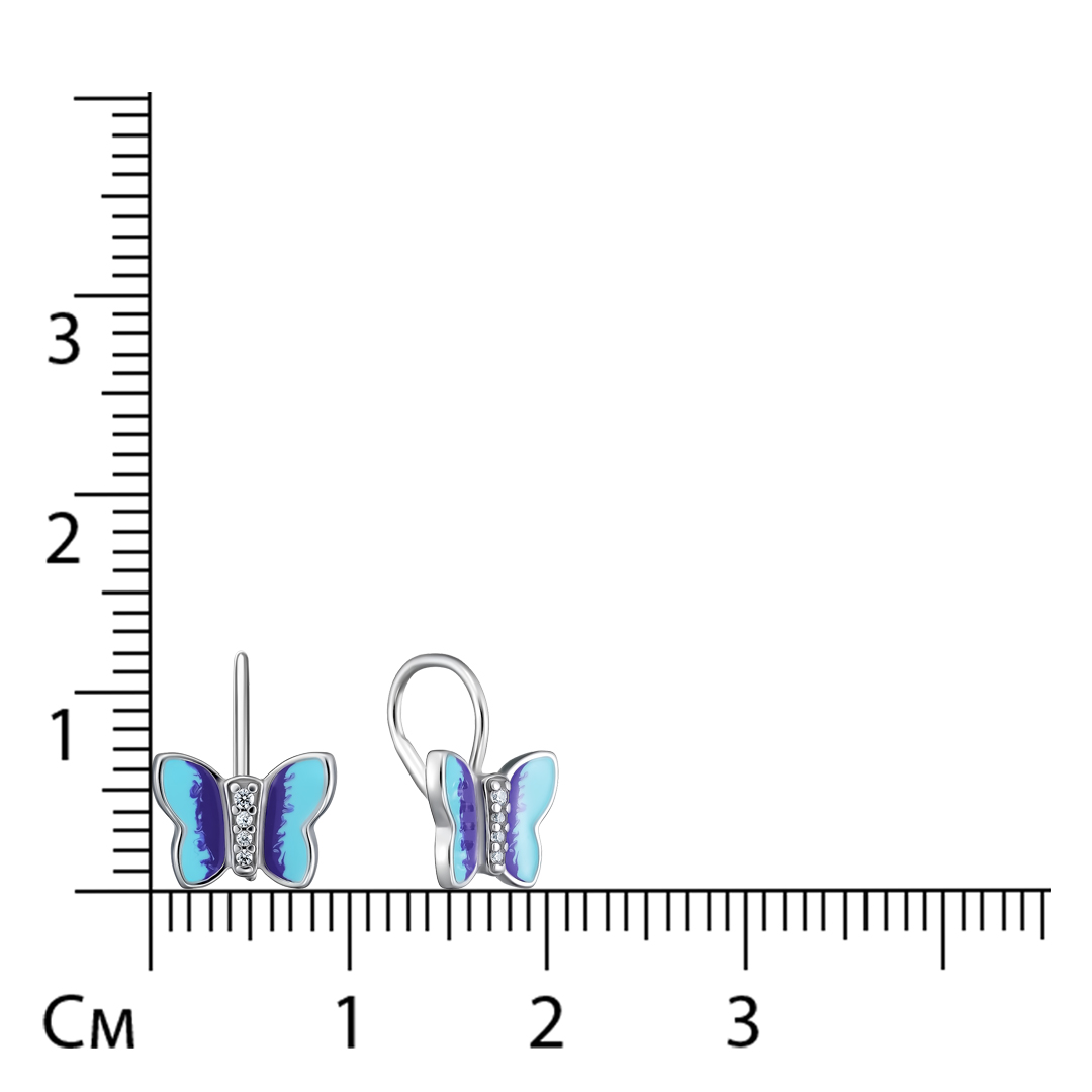 Серебряные серьги с эмалью "Бабочки"