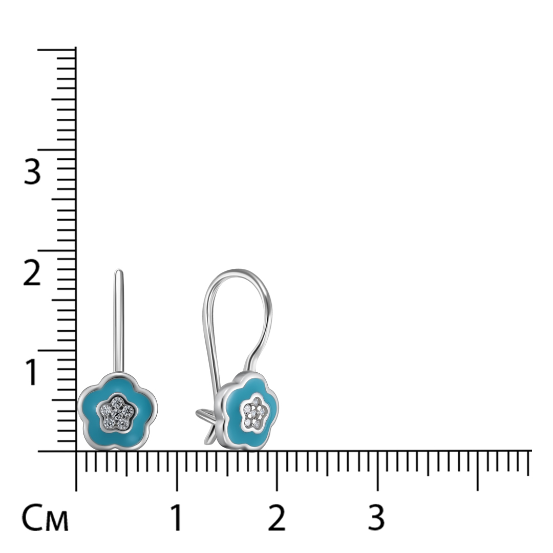 Серебряные серьги с эмалью "Цветочки"
