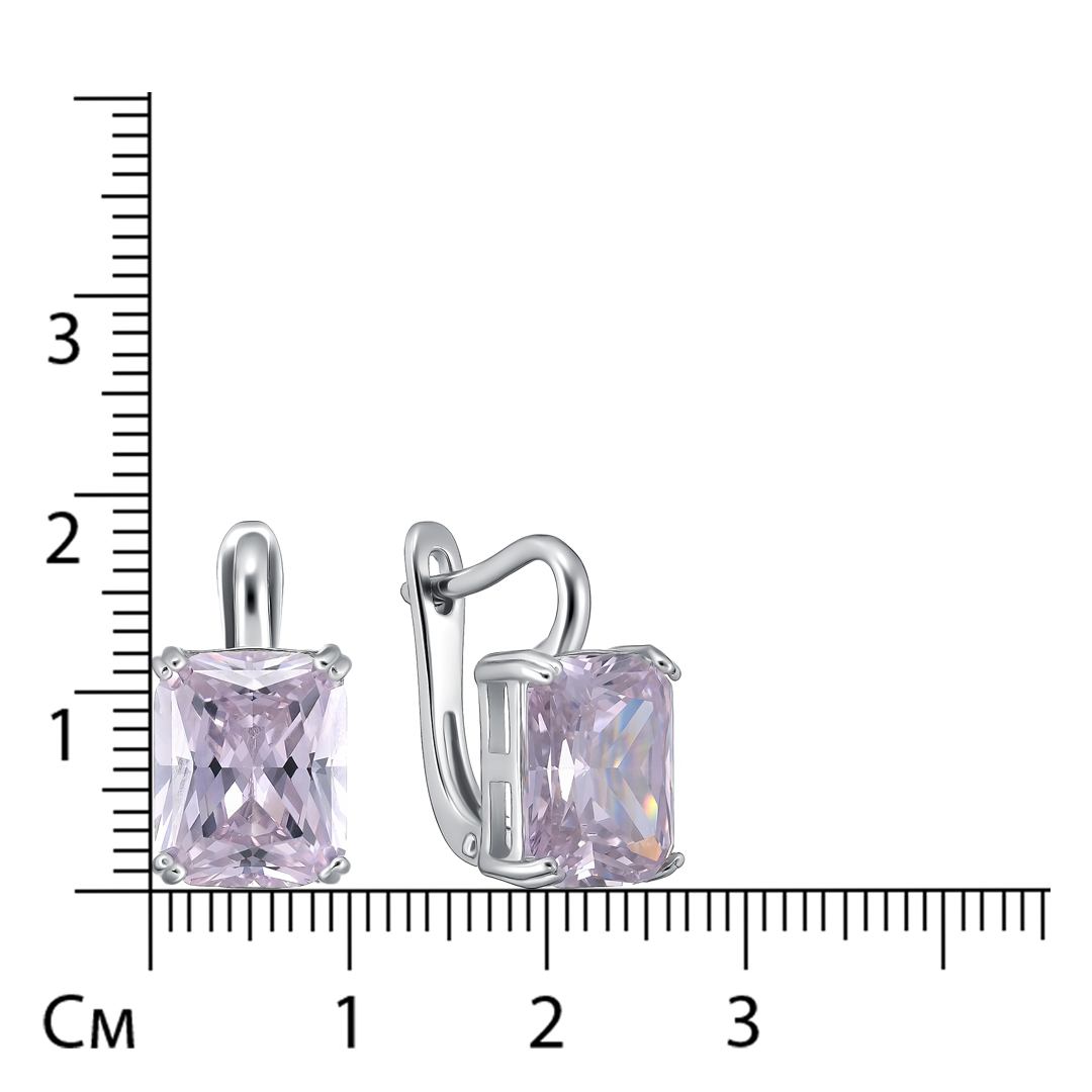 Серебряные серьги 925 пробы; вставки 2 Куб. Цирконий розовый 16 ct;