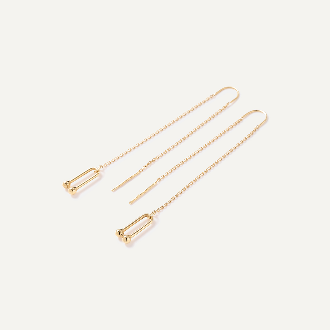 Серьги-протяжки из желтого золота