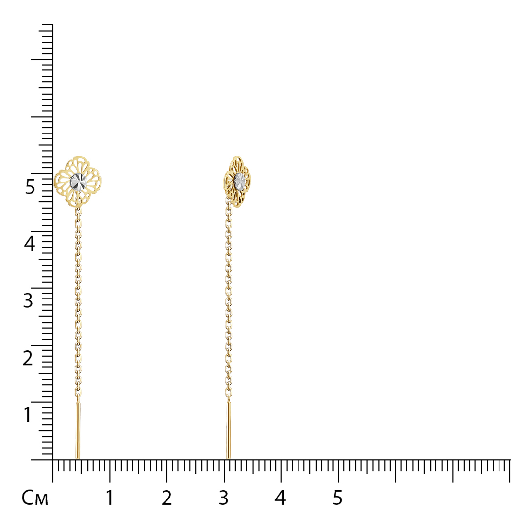 Серьги-протяжки из желтого золота