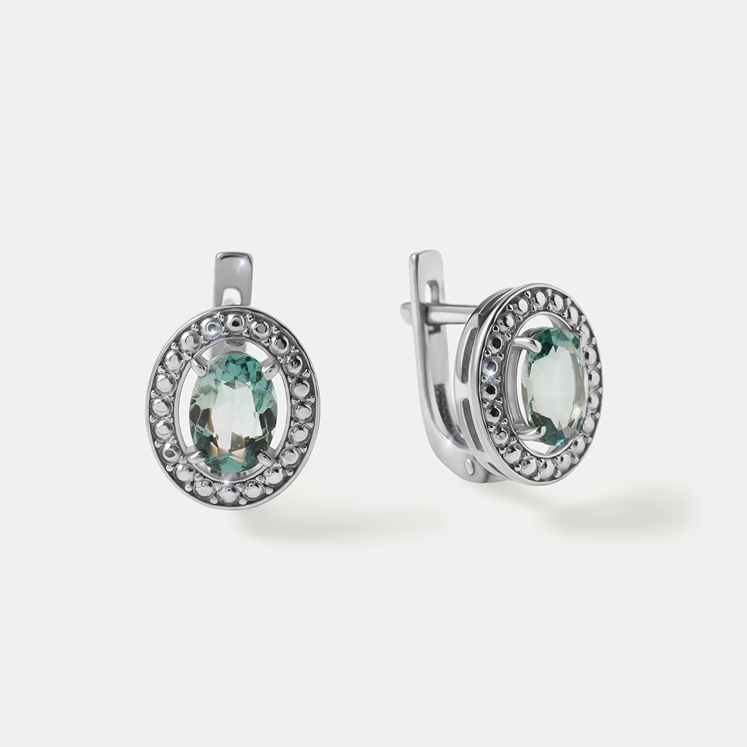 Серебряные серьги с празиолитами