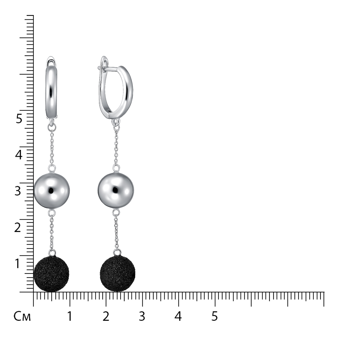 Серебряные серьги 925 пробы; вставки Глиттер черный;