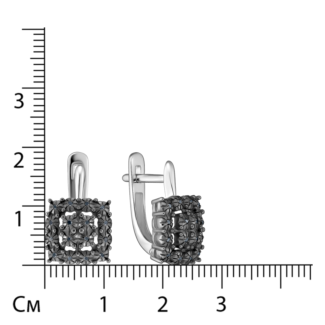 Серебряные серьги с черными бриллиантами