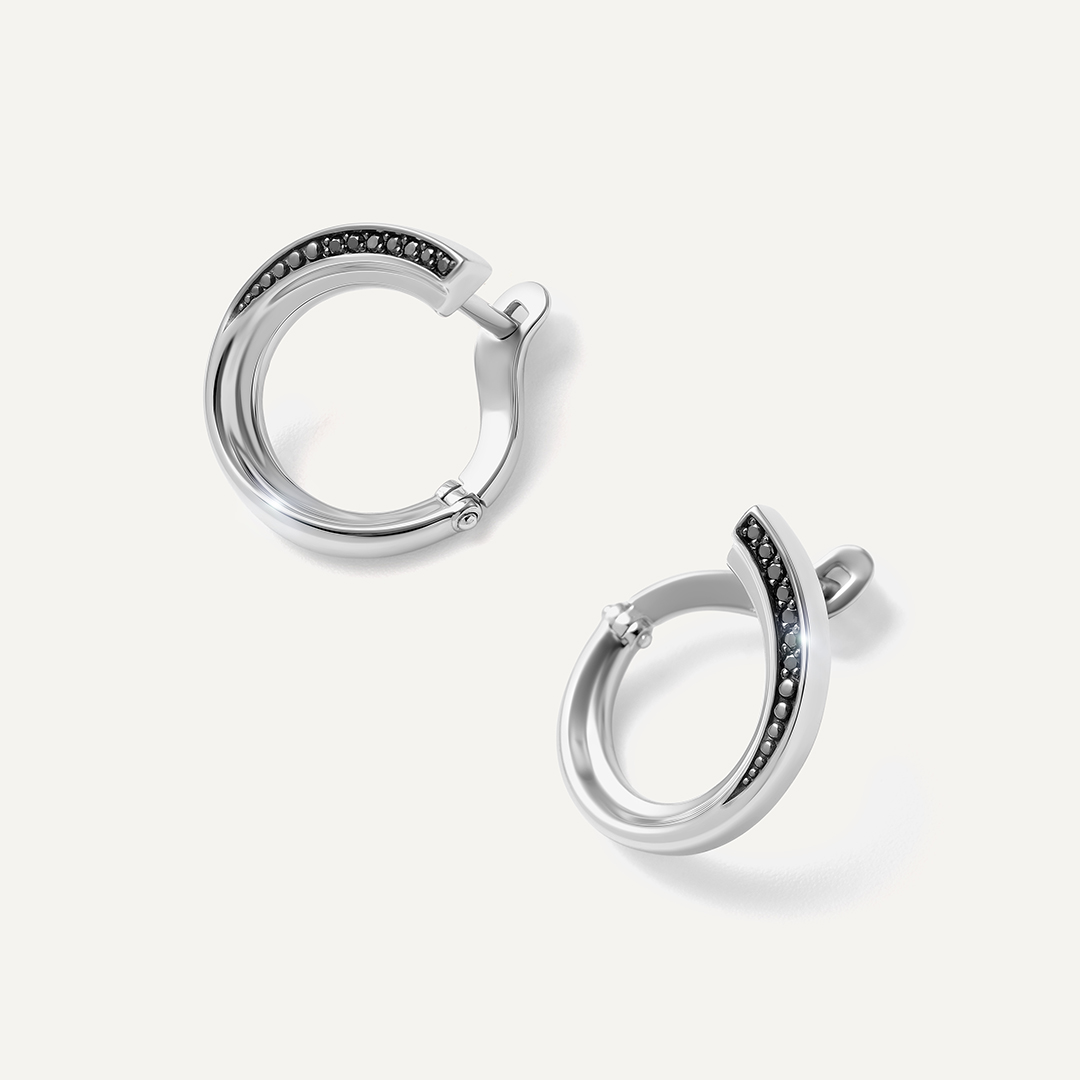 Серебряные серьги с черными бриллиантами