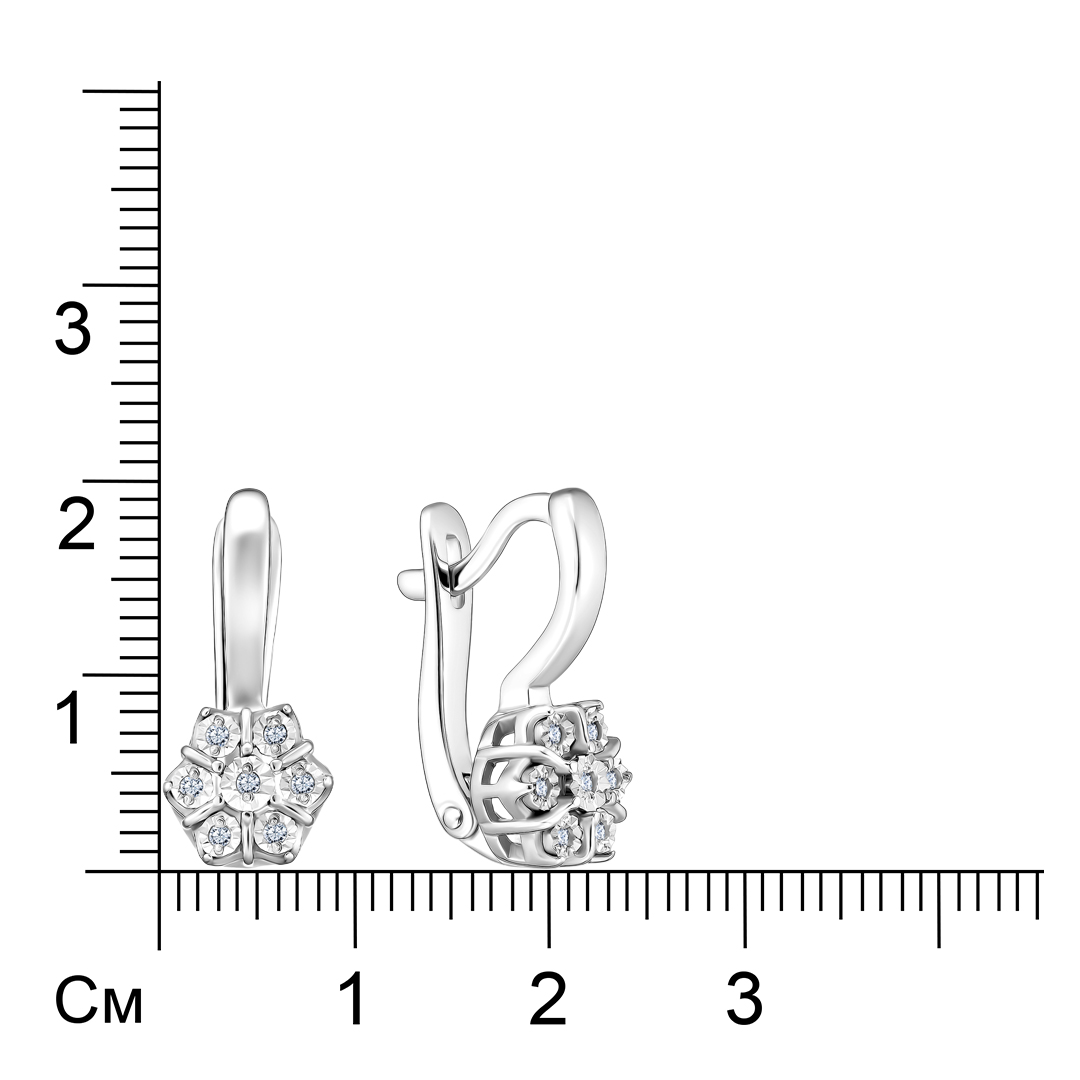 Серебряные серьги с бриллиантами "Цветы"