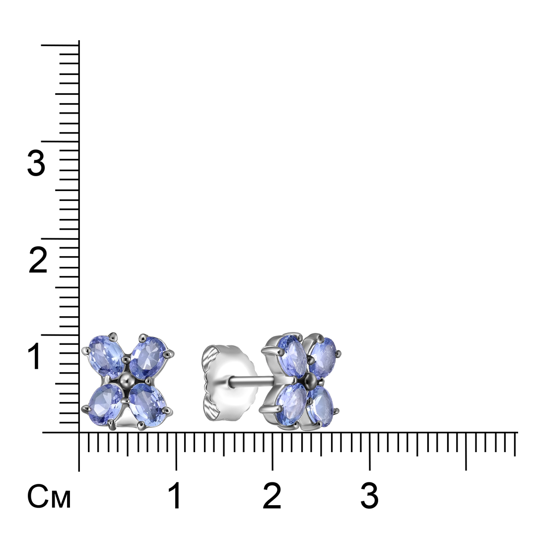 Серебряные серьги-пусеты с танзанитами