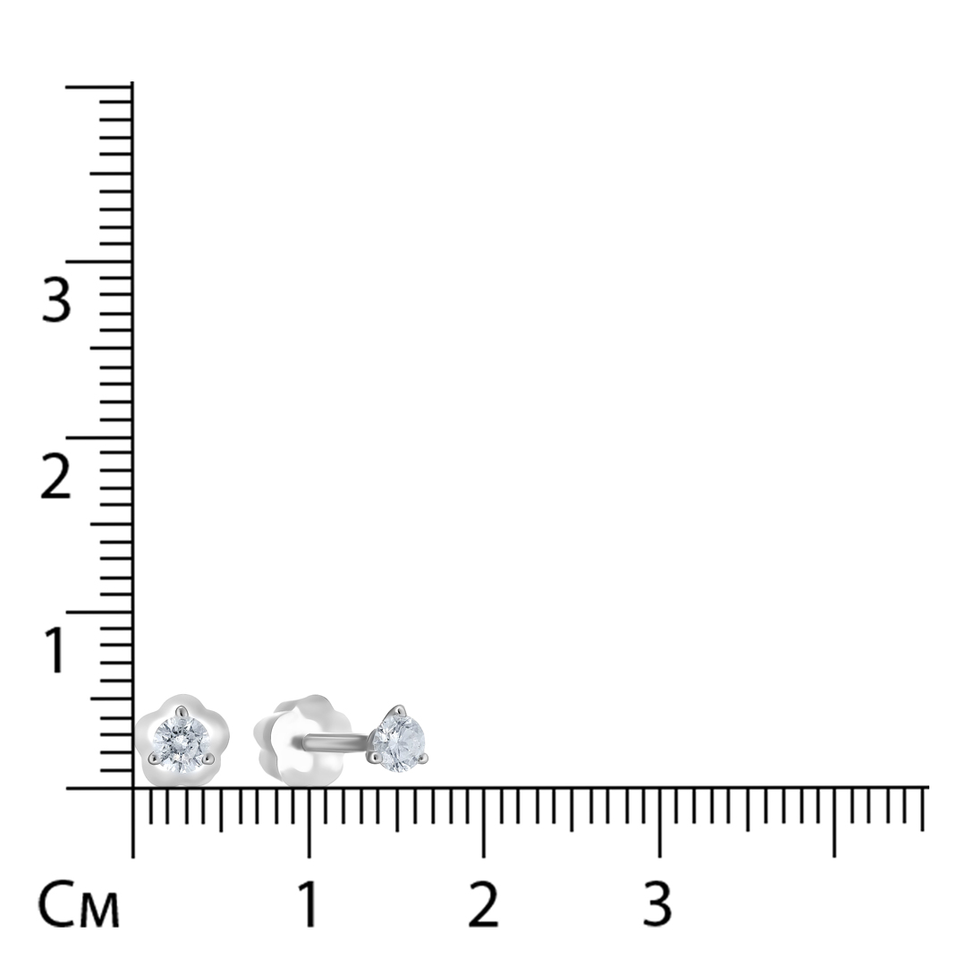Серьги-пусеты из белого золота с выращенными бриллиантами