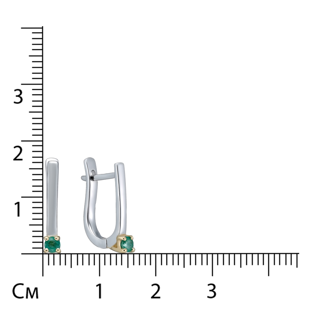 Серебряные серьги 925 пробы; вставки 2 Изумруд (О) 3/Г3 0,2ct;