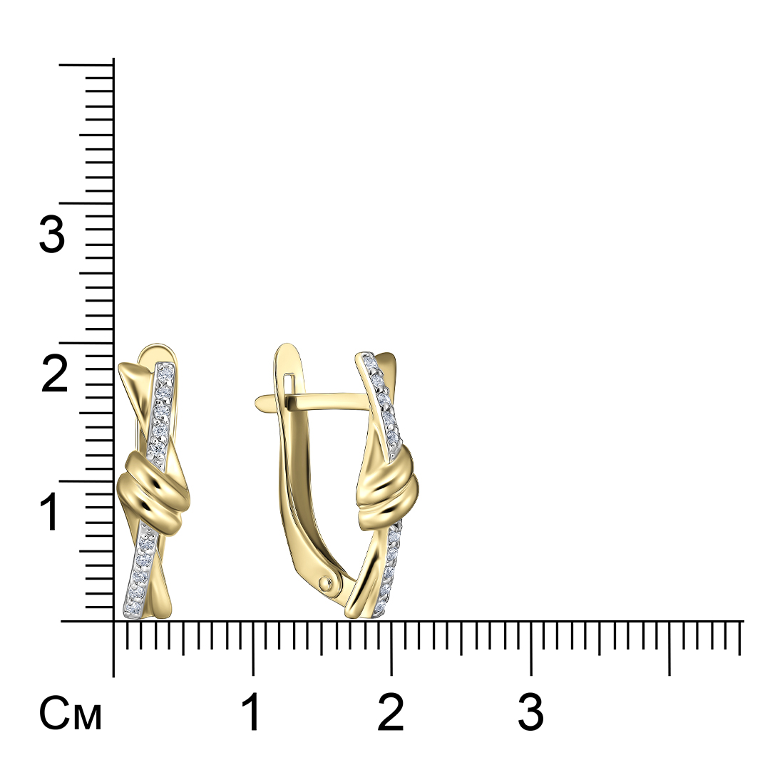 Серьги из желтого золота с фианитами