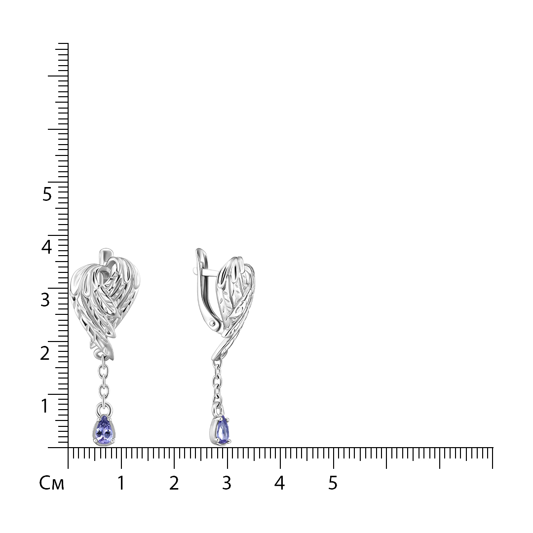 Серебряные серьги с танзанитами "Крылья Ангела"