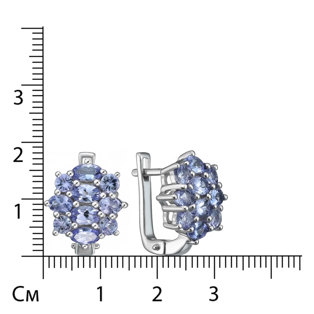 Серебряные серьги 925 пробы; вставки 20 Танзанит 3,45 ct;