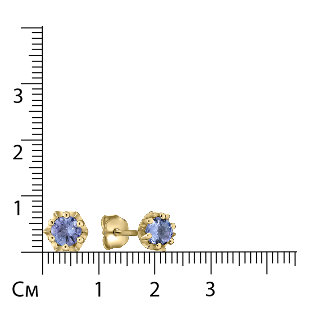 Серебряные серьги-пусеты 925 пробы; вставки 2 Танзанит 0,55 ct;