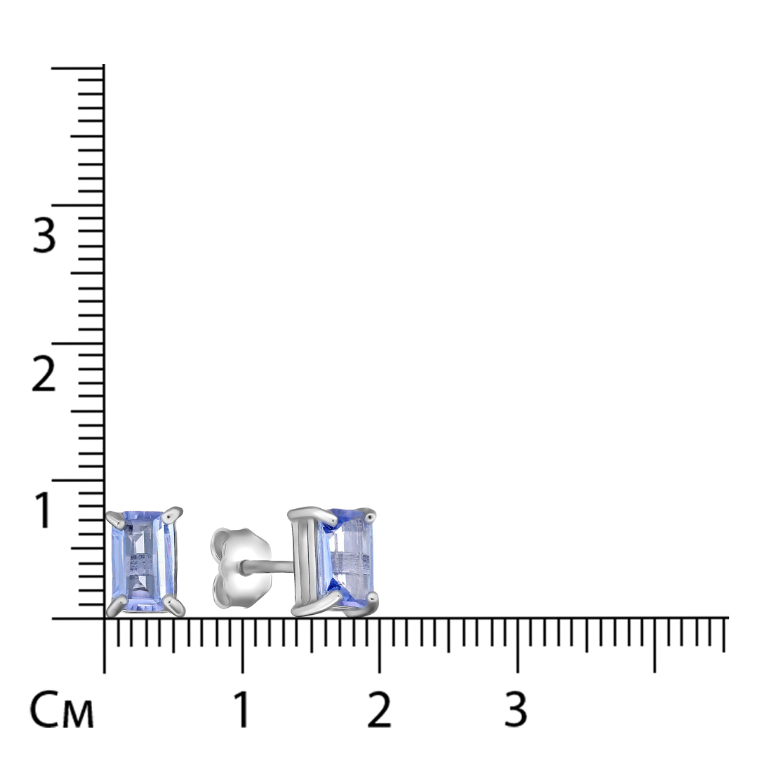 Серебряные серьги-пусеты 925 пробы; вставки 2 Танзанит 1 ct;