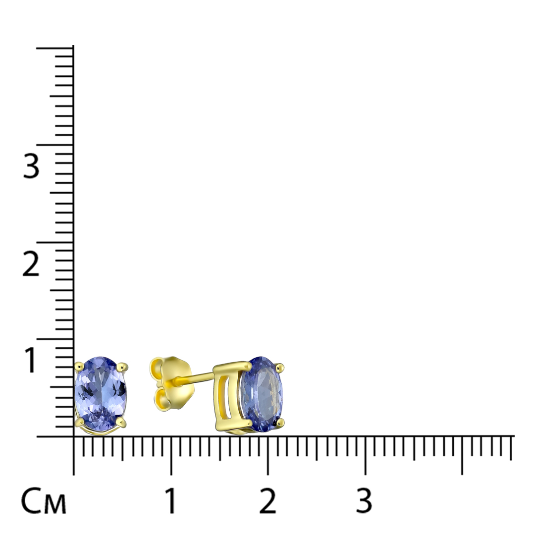 Серебряные серьги-пусеты 925 пробы; вставки 2 Танзанит 1,4 ct;